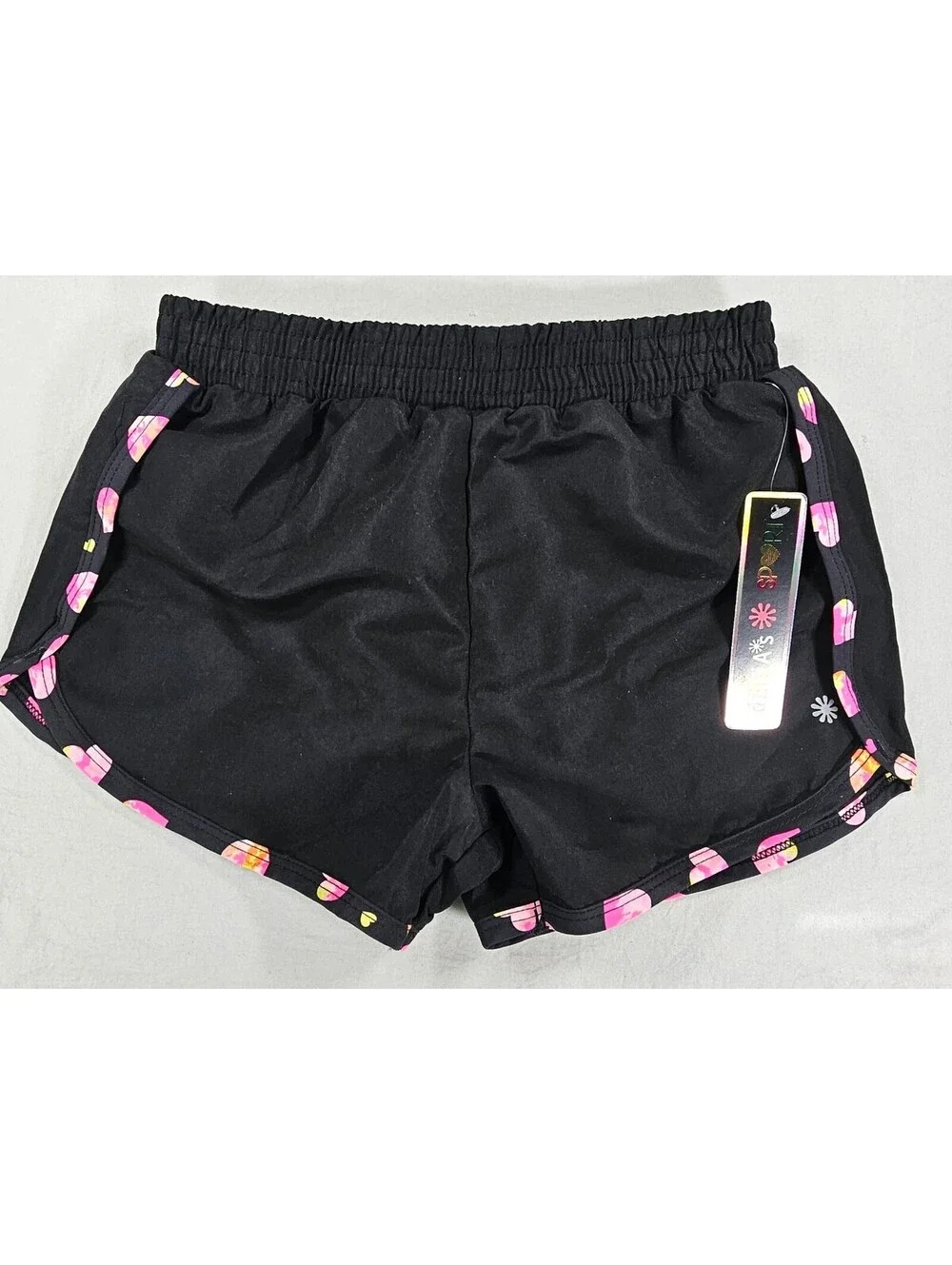 dELiA*s Girls Sport Black Athletic Shorts with Pink Accents. Size 7/8 NWT